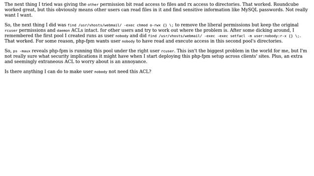 DevOps & SysAdmins: Permissions issue: why is user nobody needed in my second php-fpm pool? смотреть онлайн