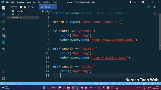 Open Web Browser? Using Python language from Vscode || Naresh Tech Web || NTW смотреть онлайн