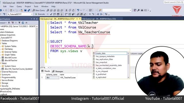 Get Schema Name and all view name from database in SQL server | Part - 33 | @Tutorial007 смотреть онлайн