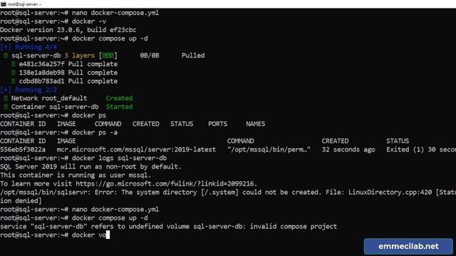 SQL SERVER su LINUX con DOCKER COMPOSE смотреть онлайн