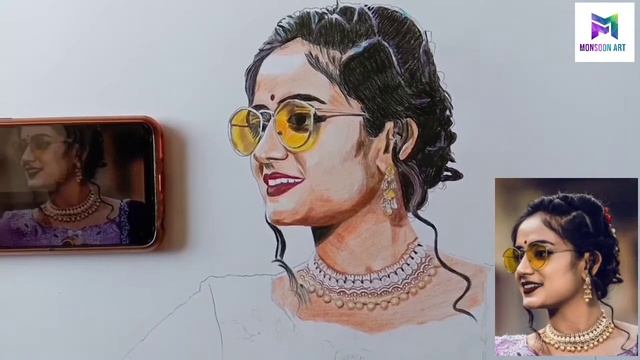 Colour Pencil Drawing | Commission Work | A3 Size | Portrait Sketch n Painting | SHEFALI смотреть онлайн