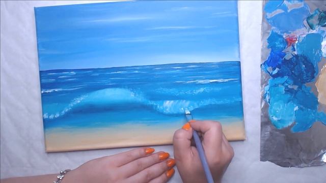 Vague sur la Mer - Peinture Acrylique смотреть онлайн