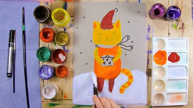 Как нарисовать рыжего кота - урок рисования для детей от 4 лет, рисуем дома поэтапно смотреть онлайн