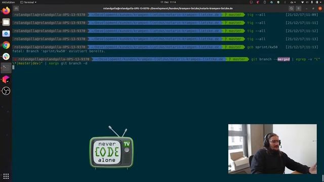 Git Tutorial Ubuntu lokal aufräumen mit "delete all merged branches" смотреть онлайн