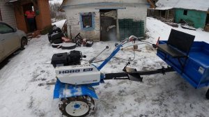 Купили и собрали прицеп для мотоблока. Дом в деревне. Катаемся на мотоблоке.