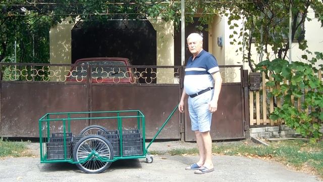 Вело прицеп грузовая тележка для транспортировки ящиков. Помощь садоводу, огороднику. смотреть онлайн