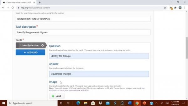 Flash card Exercise using H5P