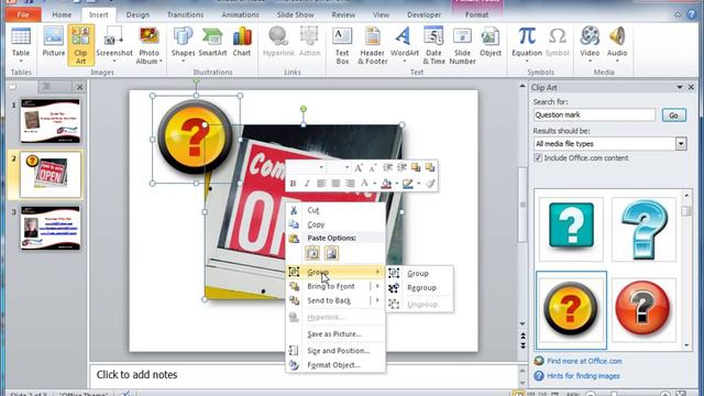 Microsoft Office PowerPoint 2010 Grouping Images