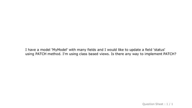 Django : How to PATCH a single field using Django Rest Framework? смотреть онлайн