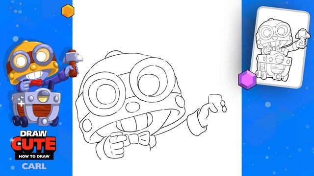 How to draw Carl | Brawl Stars super easy drawing tutorial смотреть онлайн