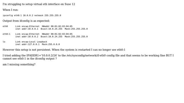 Unix & Linux: SUSE 12 setting up virtual network interface смотреть онлайн