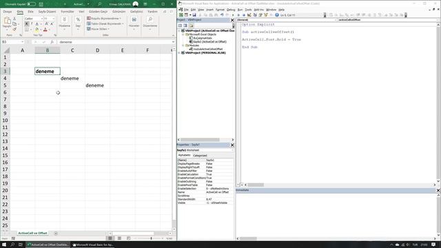 ActiveCell ve Offset Özellikleri (İleri Düzey Excel Dersleri #20) смотреть онлайн