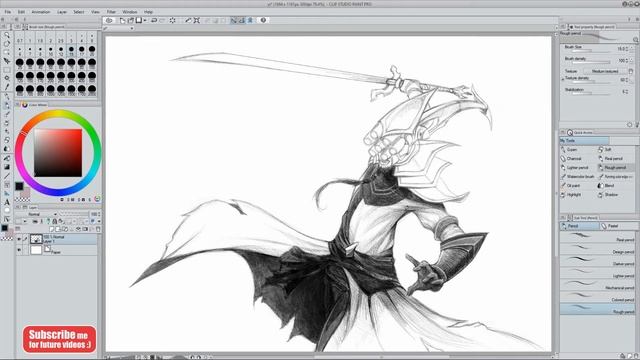 Drawing Master Yi from League of Legends | pencil sketch - pencil shading | Digital art | CSP смотреть онлайн