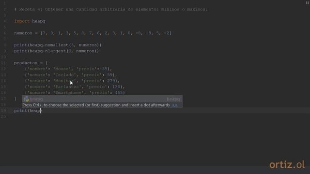 Python 3 - Receta 4: Obtener una Cantidad Arbitraria de Elementos Mínimos y Máximos смотреть онлайн