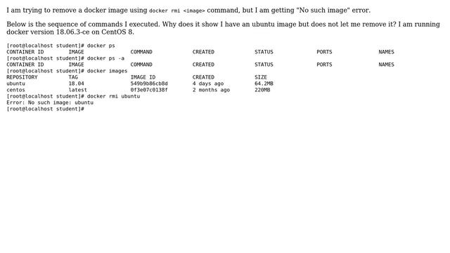 Unix & Linux: Docker rmi image no such image error смотреть онлайн