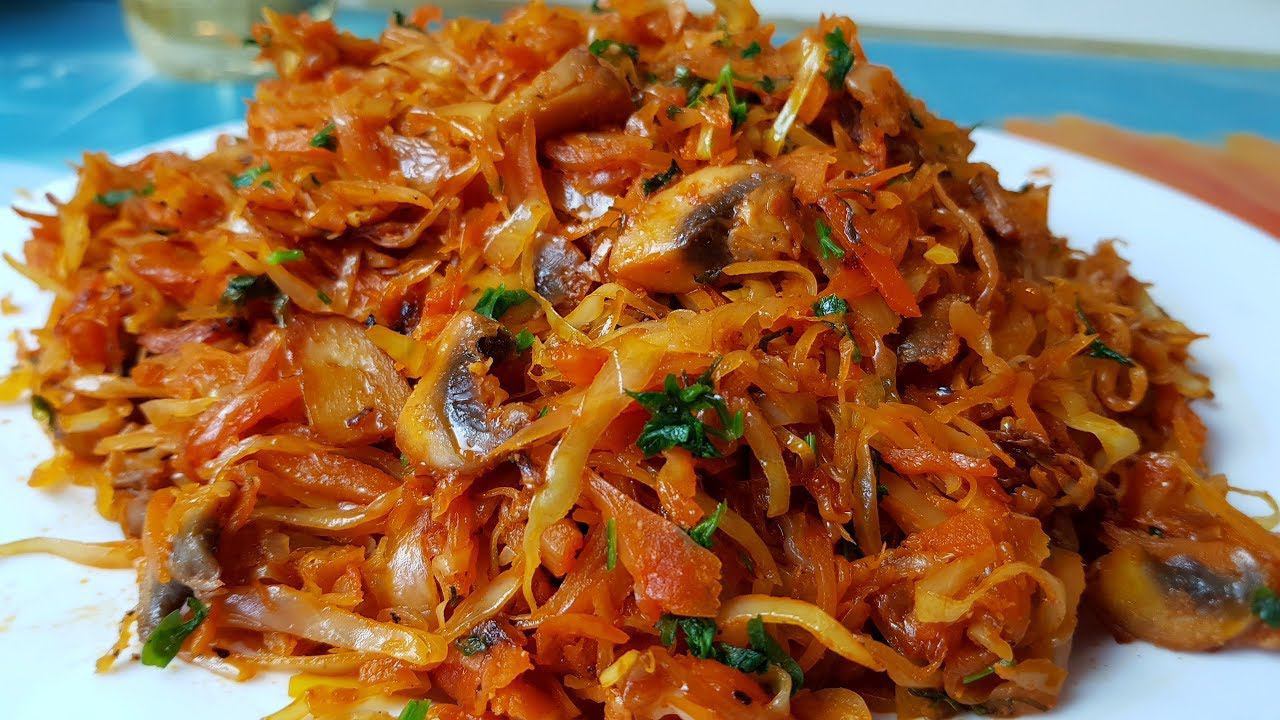 Капуста тушёная с грибами в пост и не только, цыганка готовит. Постное блюдо. Gipsy Cuisine.