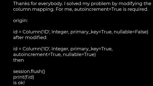 Python :sqlalchemy flush() and get inserted id?(5solution) смотреть онлайн