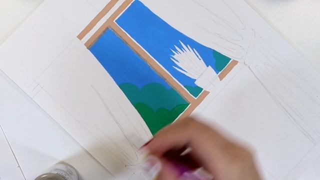 Рисую ОКНО со шторками! Как нарисовать интерьер ? Уроки рисования с Анной Оськиной! смотреть онлайн