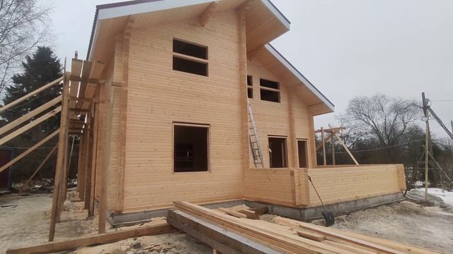 Дом из бруса с зимним садом. смотреть онлайн