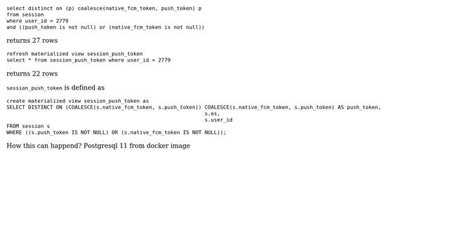 Databases: Different results from select and from materialized view смотреть онлайн