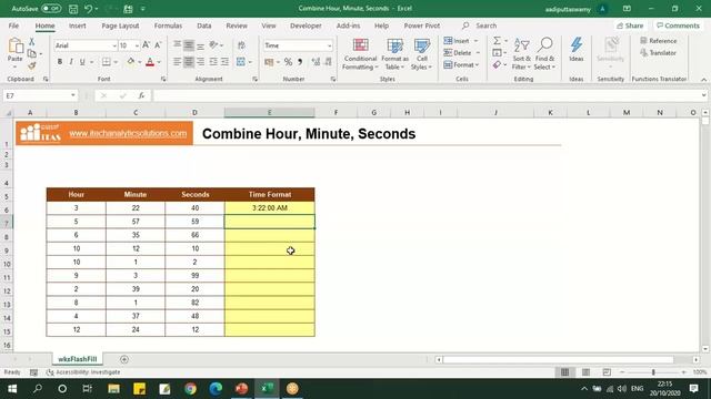 Combine Hour, Minute, Seconds | Flash Fill | Advanced Excel смотреть онлайн