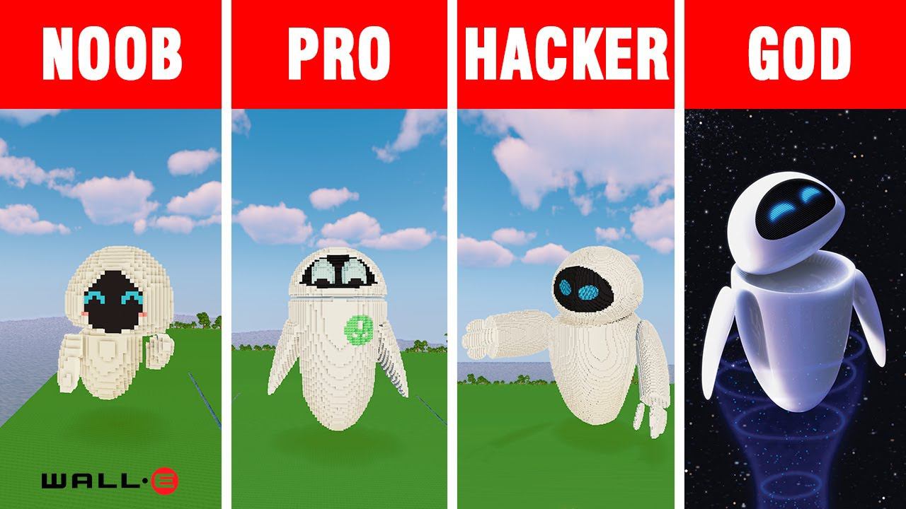 Minecraft NOOB vs PRO vs HACKER vs GOD: EVE GIRLFRIEND WALL-E BUILD CHALLENGE in Minecraft смотреть онлайн