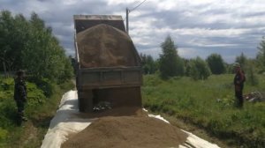 Ремонт дороги, геотекстиль