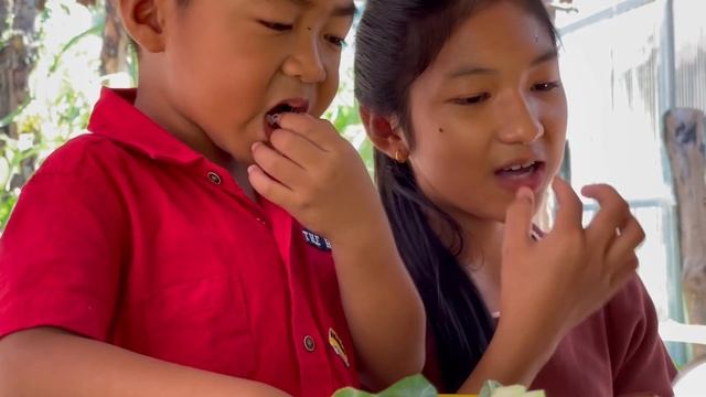 Sreypov Life Show: Seyhak help mommy to pick java plum / jambolan plum recipe / Family food cooking смотреть онлайн