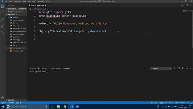 Text to Speech using Python | INFY TECH смотреть онлайн