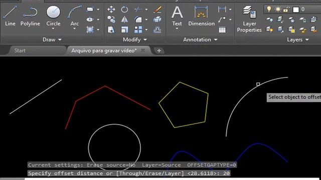 Comandos básicos do AutoCAD: 12 - Cópia paralela ou Offset смотреть онлайн