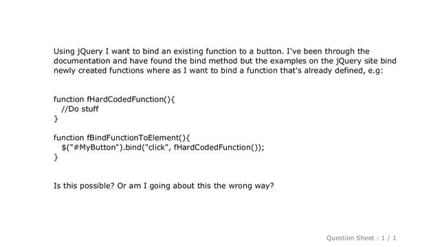 jQuery : Binding an existing JavaScript function in jQuery смотреть онлайн