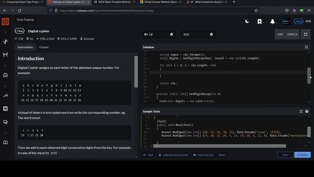 Code Wars C# 7 kyu: Digital Cypher смотреть онлайн