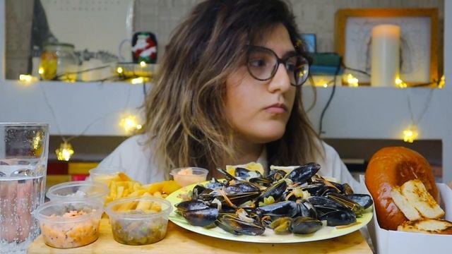 MUKBANG | РОДСТВЕННИКИ | Mussels  | не ASMR #mussels #tartar #salmon #mukbang #мукбанг