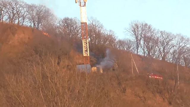 13.02.2014 г. Пос. Углекаменск. Пожар на сопке смотреть онлайн