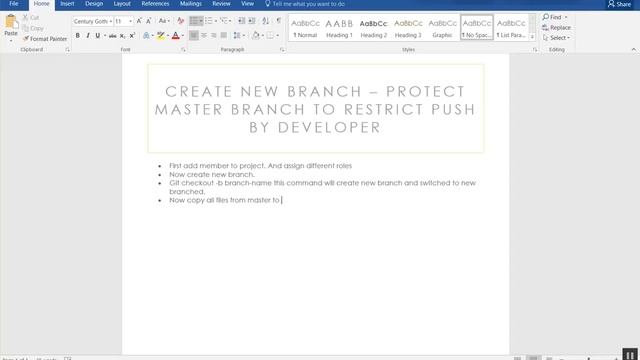CREATE NEW BRANCH – PROTECT MASTER BRANCH TO RESTRICT PUSH BY DEVELOPER смотреть онлайн