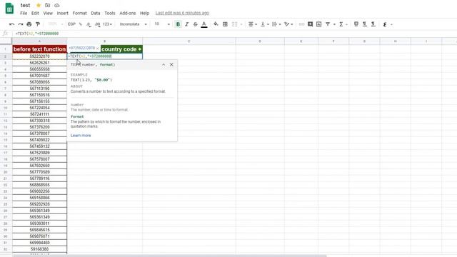 How to add prefix into cell values in excel Google sheets - text function смотреть онлайн