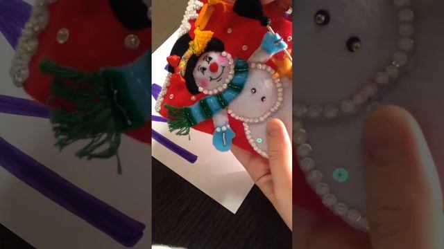 Рождественский сапожок ручной работы из фетра "Снеговик" MiRuLiNa смотреть онлайн
