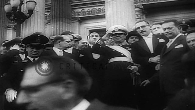 Juan Domingo Peron takes charge as the new President of Argentina in an official ...HD Stock Footag смотреть онлайн