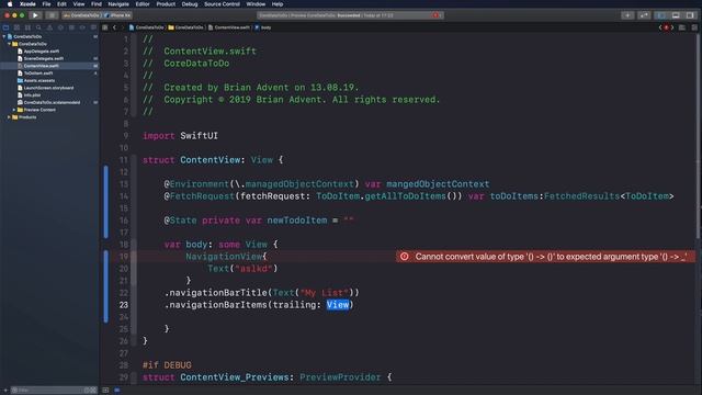 iOS 13 Swift Tutorial: SwiftUI and Core Data - Build a To-Do List App смотреть онлайн