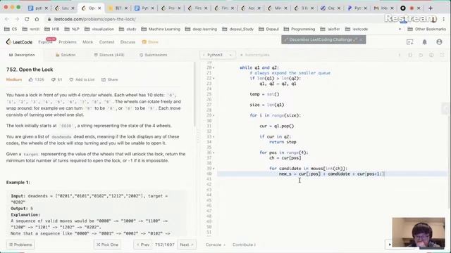 Leetcode practice 752. Open the Lock смотреть онлайн