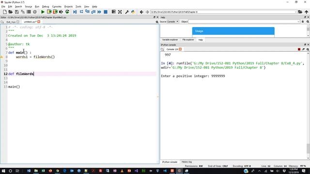 Programming in Python - Chapter 8 Exercises Part 2 - Fall 2019 смотреть онлайн