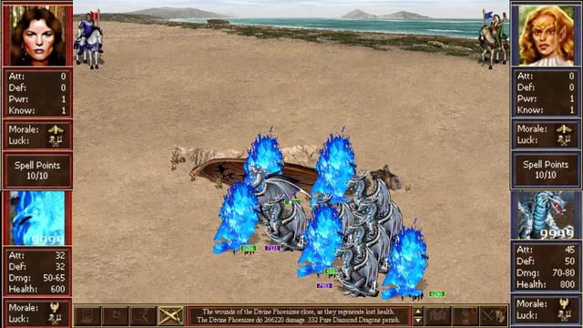 HEROES 3 COMBAT 7X9999 DIVINE PHOENIXES VS 7X9999 PURE DIAMOND DRAGONS смотреть онлайн