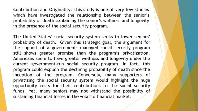 The Role of Social Security Program for Enhancing Seniors Longevity JSER 2020 71 1 11 смотреть онлайн
