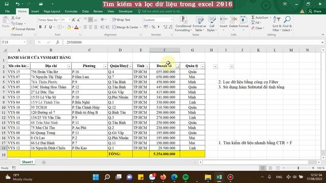 Bài 4: Cách tìm kiếm và lọc dữ liệu trong Excel 2016 смотреть онлайн