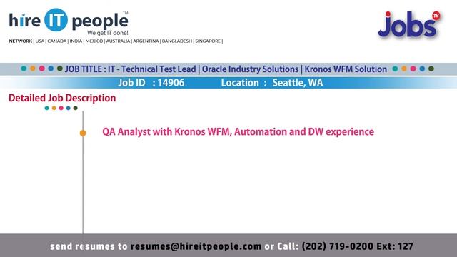 Oracle Jobs | Kronos WFM Solution | Seattle, WA смотреть онлайн