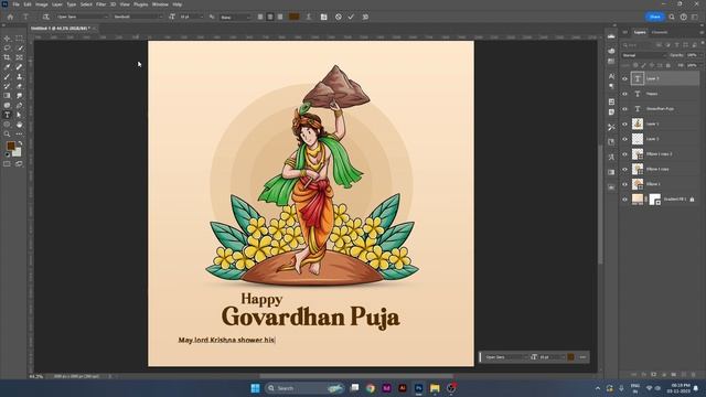 Govardhan Puja Post Design in Photoshop for Social Media | Govardhan Puja Poster Design Tutorial смотреть онлайн
