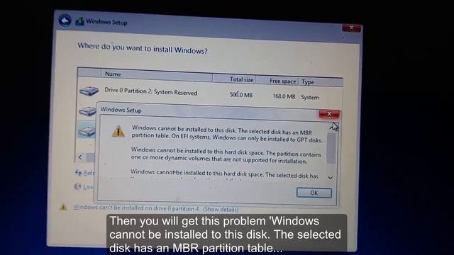 Don't select USB Hard Drive UEFI boot option if the drive has MBR partition style смотреть онлайн