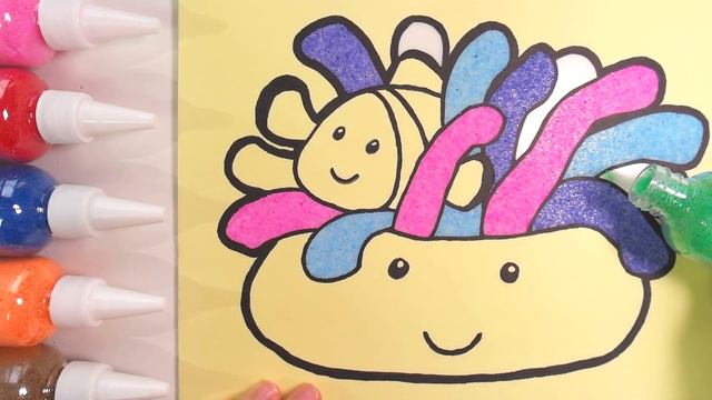 🎨Coloring 'Sea anemone & Clown fish(Nemo)🐠' with color sand & Learning English for kids смотреть онлайн