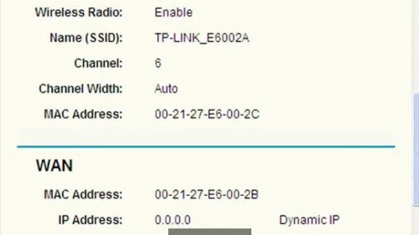 TP-Link router status