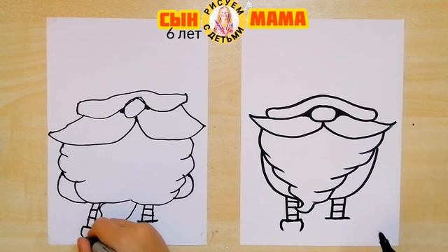 как нарисовать рождественского гнома. how to draw a gnome. смотреть онлайн